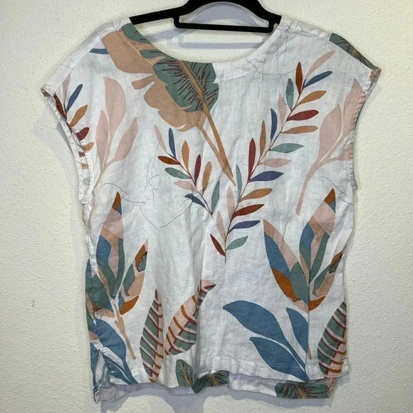 Cynthia Rowley 100% linen leaf back button down size Medium never worn - Picture 3 of 6